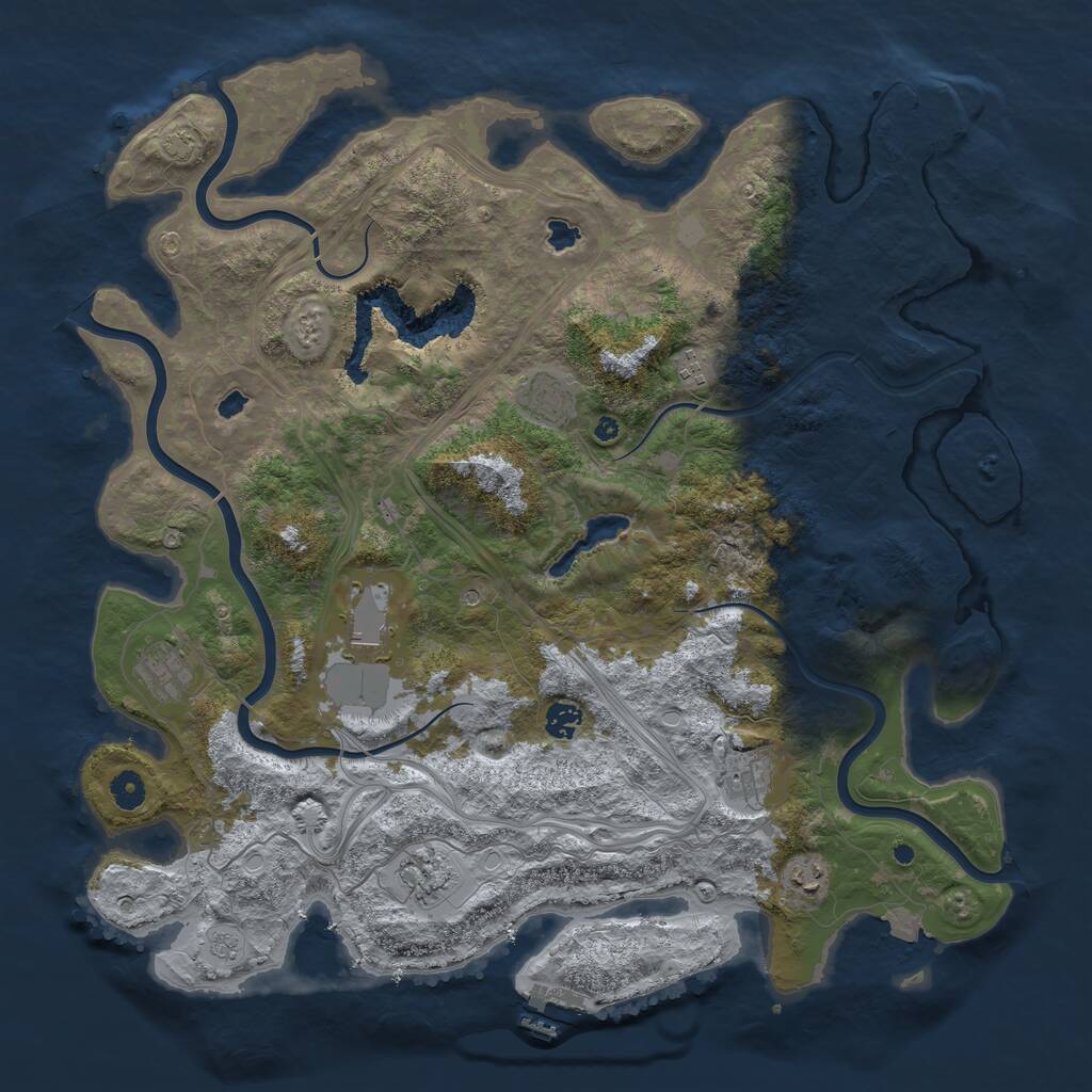 Rust Map: Procedural Map, Size: 4500, Seed: 633974742, 14 Monuments