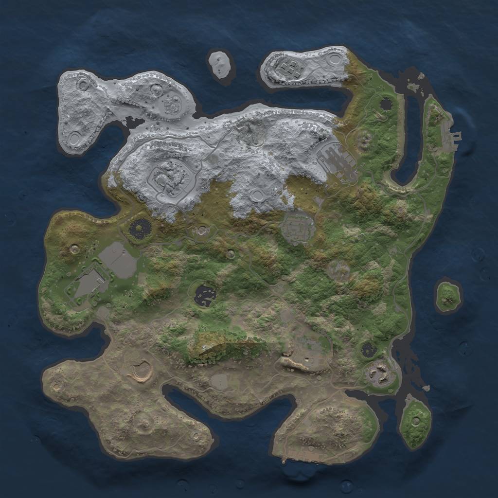 Rust Map: Procedural Map, Size: 3500, Seed: 964958224, 16 Monuments