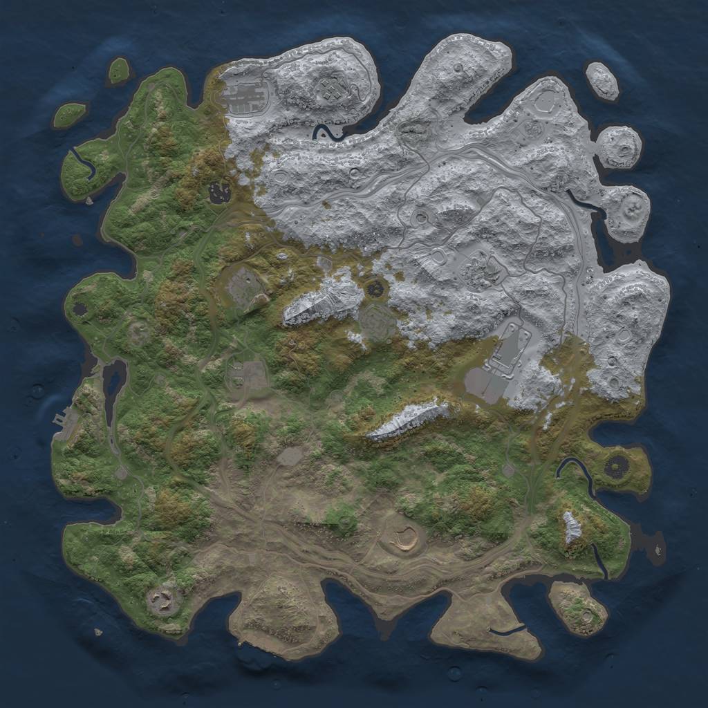 Rust Map: Procedural Map, Size: 4500, Seed: 1999215806, 17 Monuments
