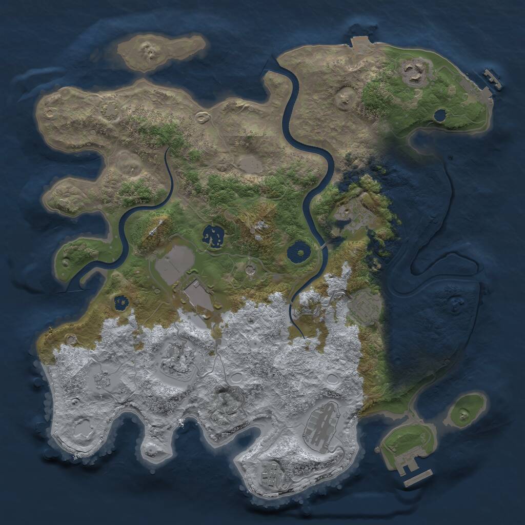 Rust Map: Procedural Map, Size: 3500, Seed: 1188076551, 14 Monuments
