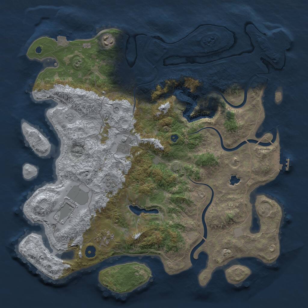 Rust Map: Procedural Map, Size: 4000, Seed: 624041803, 11 Monuments