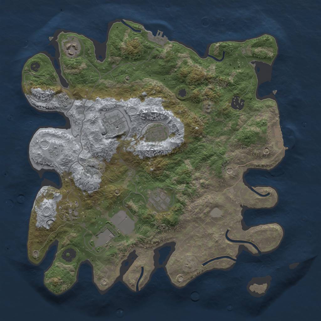 Rust Map: Procedural Map, Size: 3500, Seed: 422349, 15 Monuments