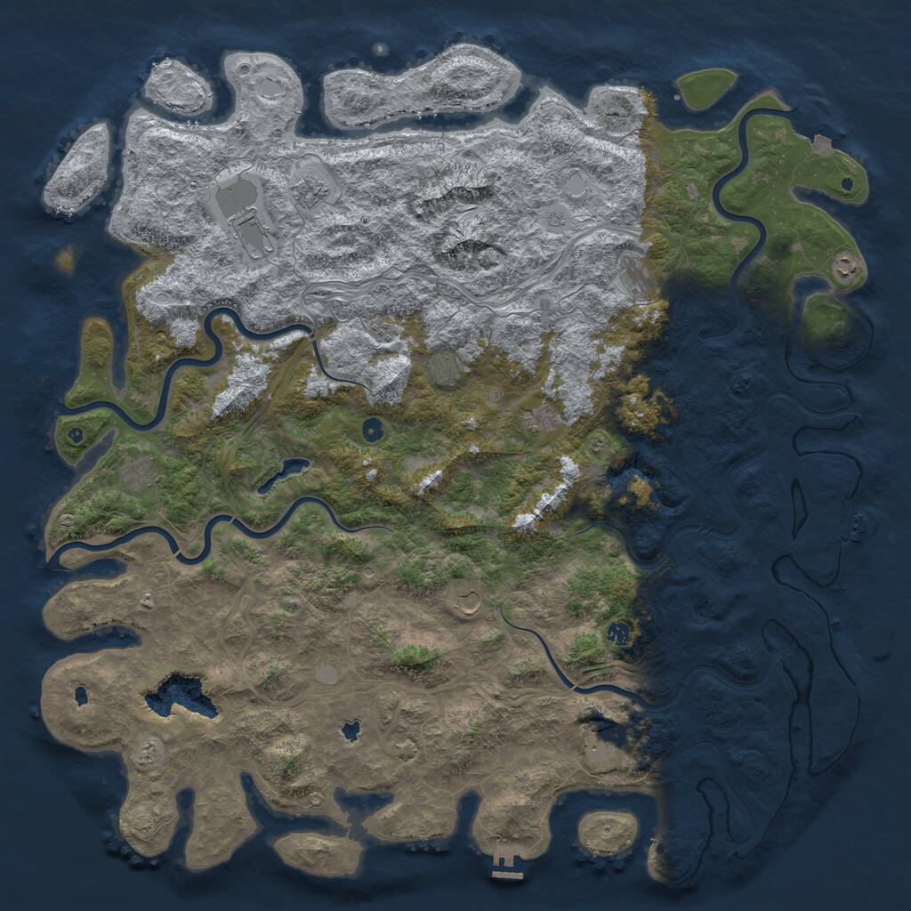 Rust Map: Procedural Map, Size: 6000, Seed: 3281986, 17 Monuments