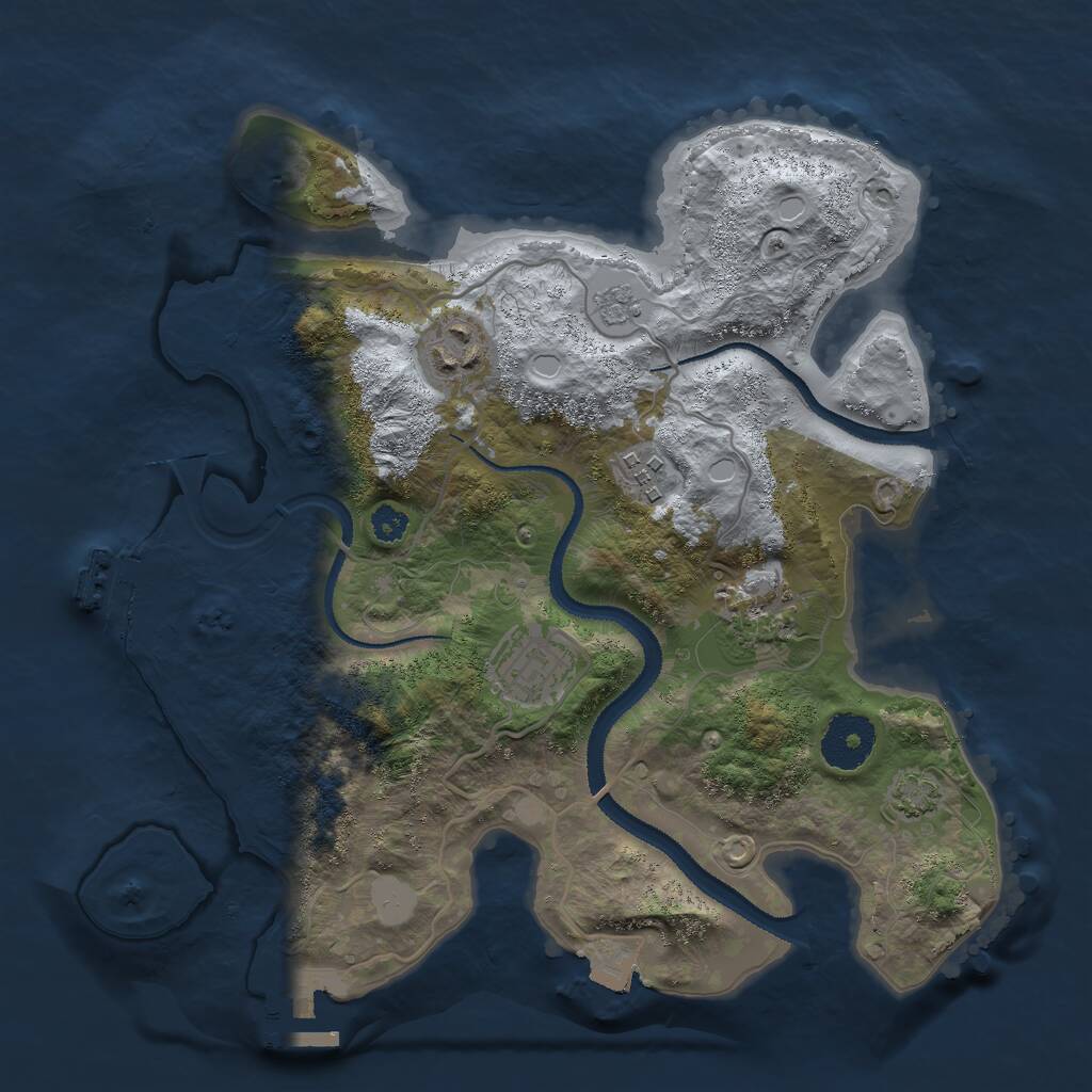 Rust Map: Procedural Map, Size: 3000, Seed: 1642824371, 9 Monuments