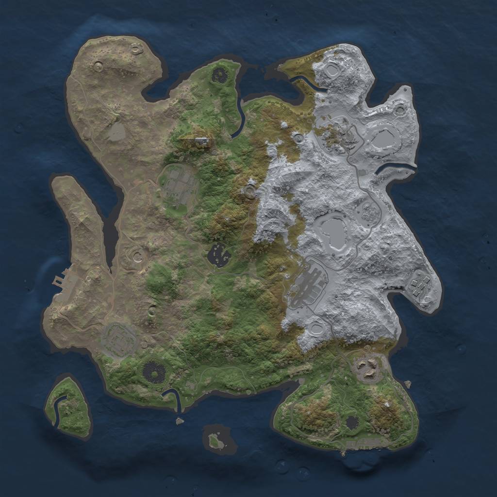 Rust Map: Procedural Map, Size: 3250, Seed: 314479175, 14 Monuments