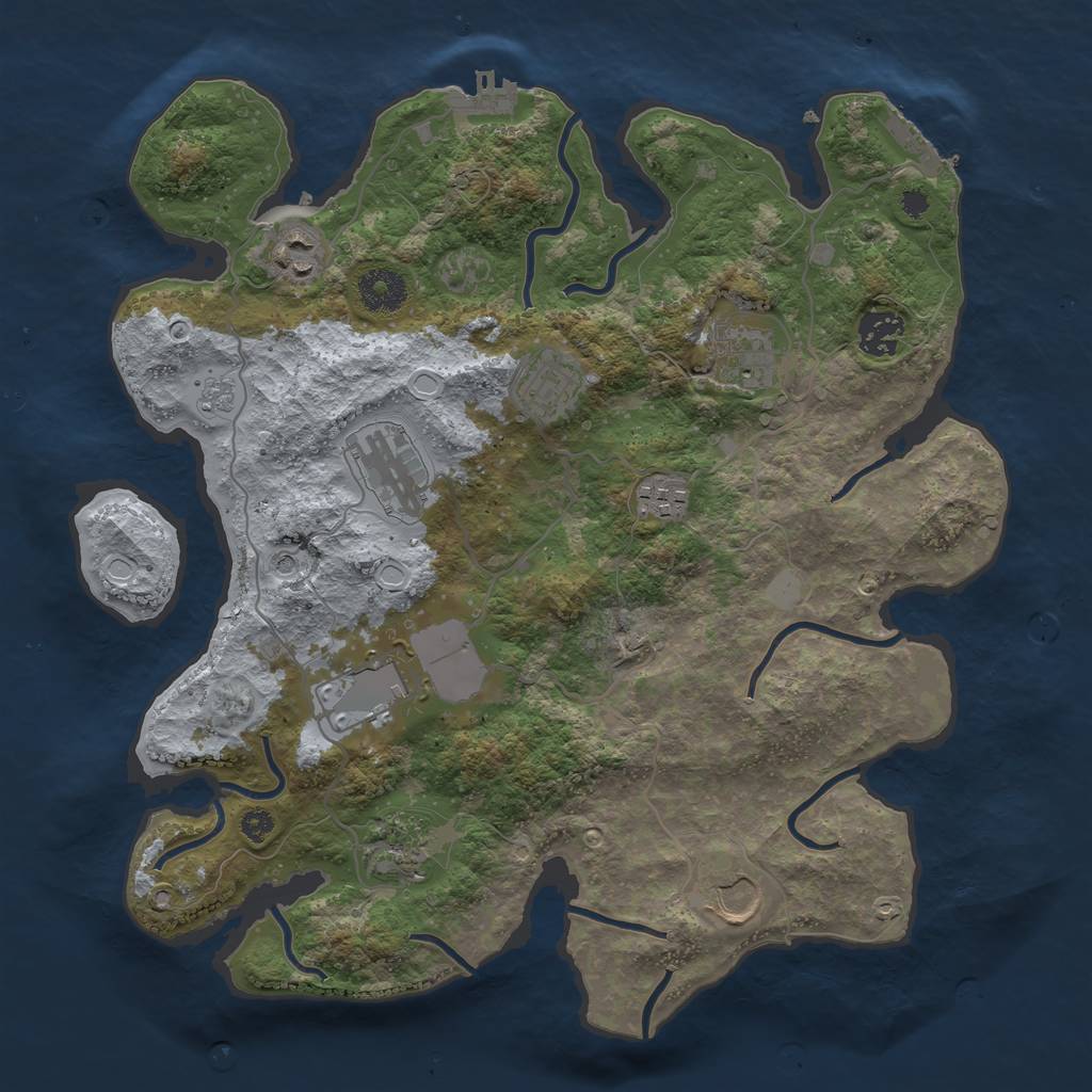 Rust Map: Procedural Map, Size: 3500, Seed: 1356791523, 16 Monuments