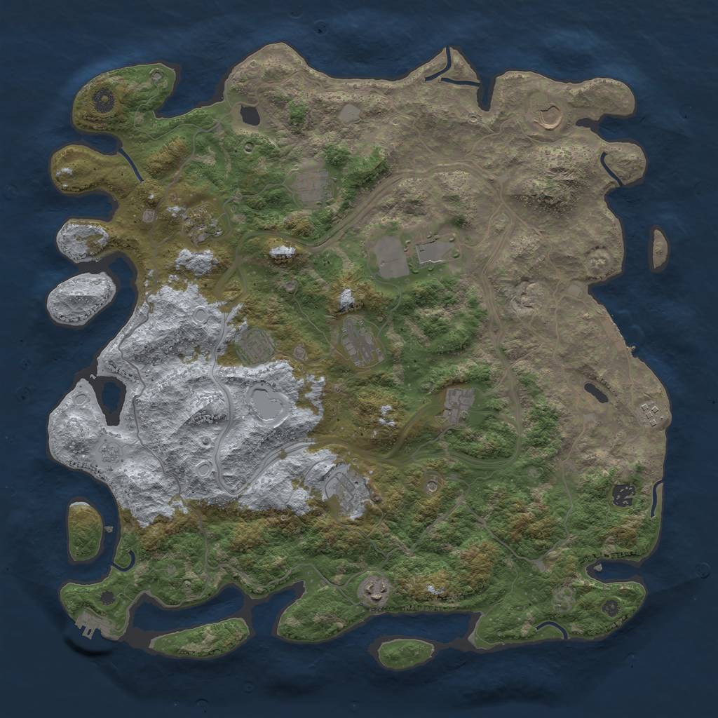 Rust Map: Procedural Map, Size: 4500, Seed: 282881388, 18 Monuments