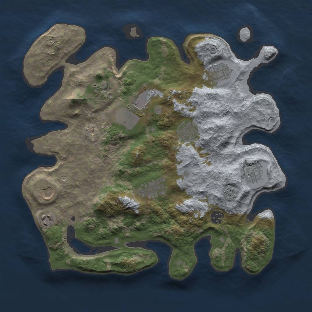 Rust Map: Barren, Size: 3550, Seed: 617796, 13 Monuments