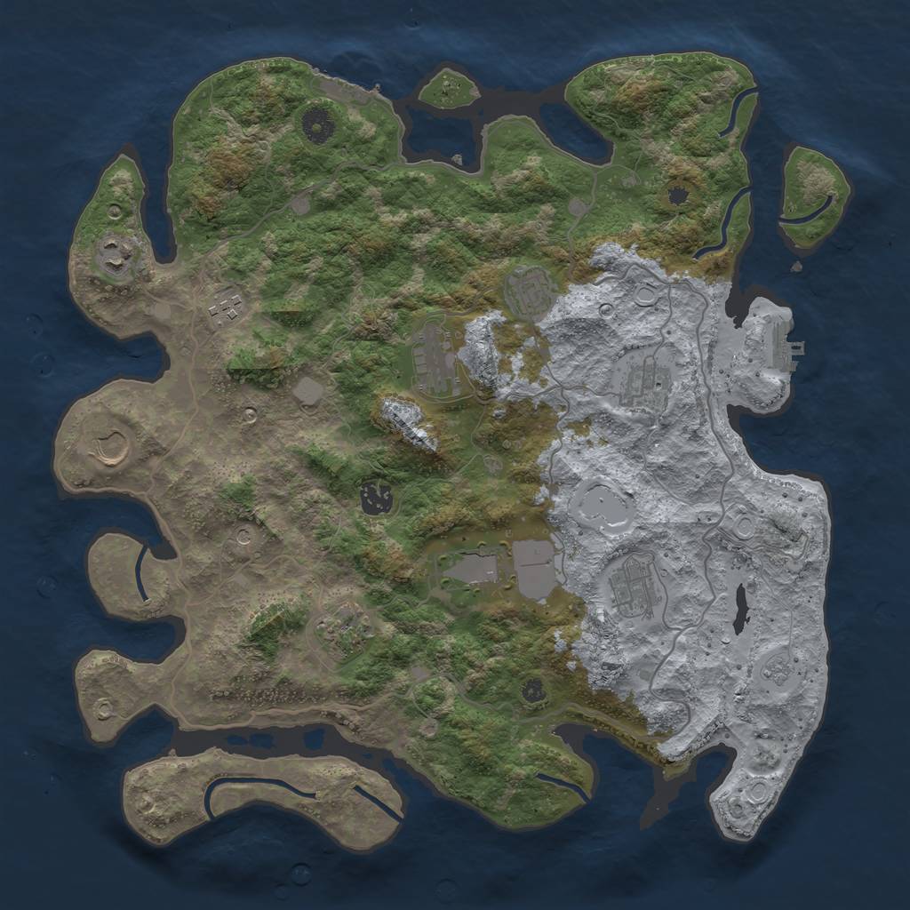 Rust Map: Procedural Map, Size: 4000, Seed: 1225767192, 17 Monuments