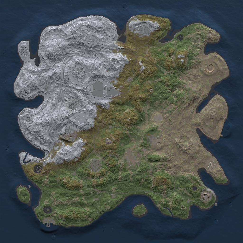 Rust Map: Procedural Map, Size: 4250, Seed: 2105947979, 18 Monuments