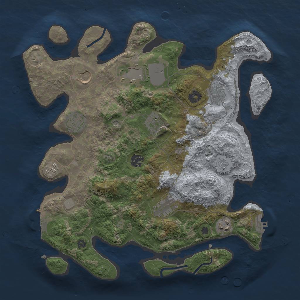 Rust Map: Procedural Map, Size: 3500, Seed: 91701865, 16 Monuments