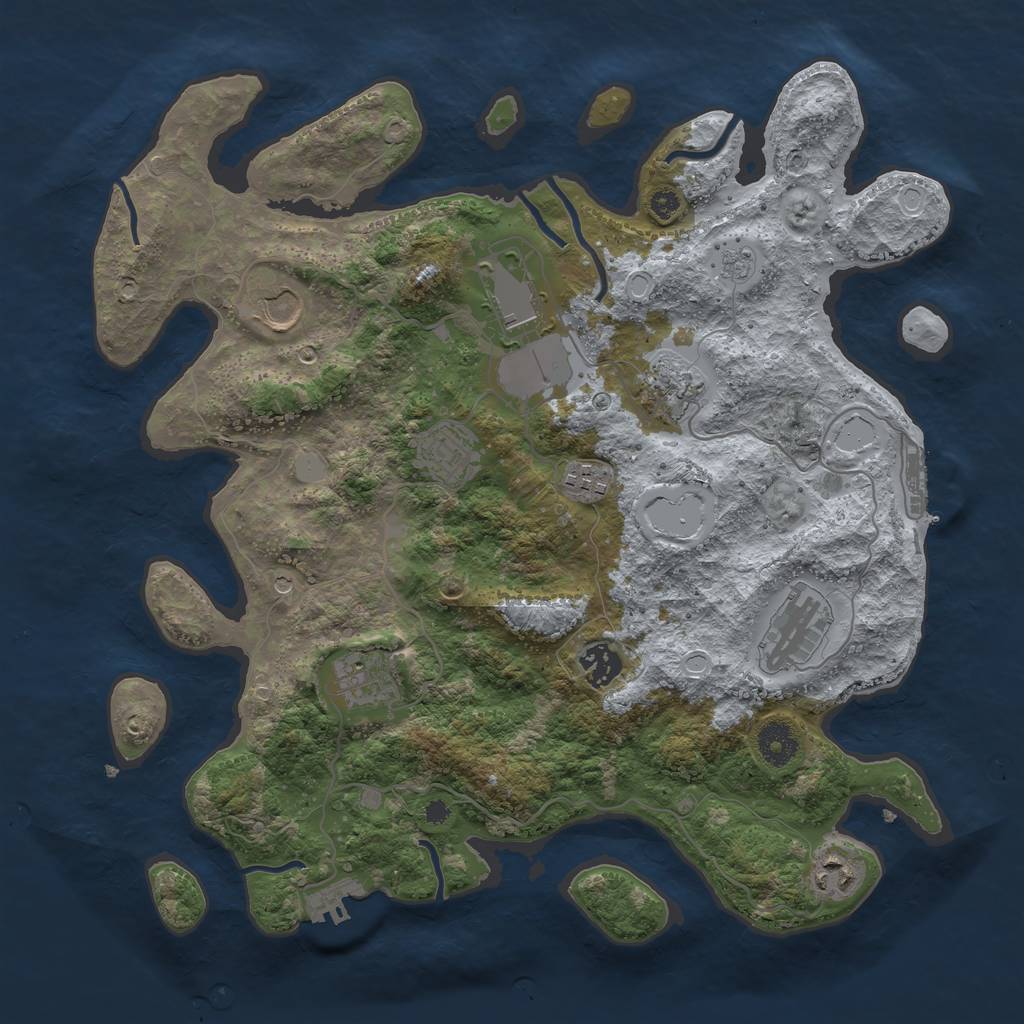 Rust Map: Procedural Map, Size: 3700, Seed: 473686, 16 Monuments