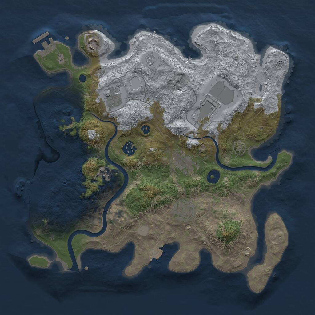 Rust Map: Procedural Map, Size: 3500, Seed: 88253247, 13 Monuments