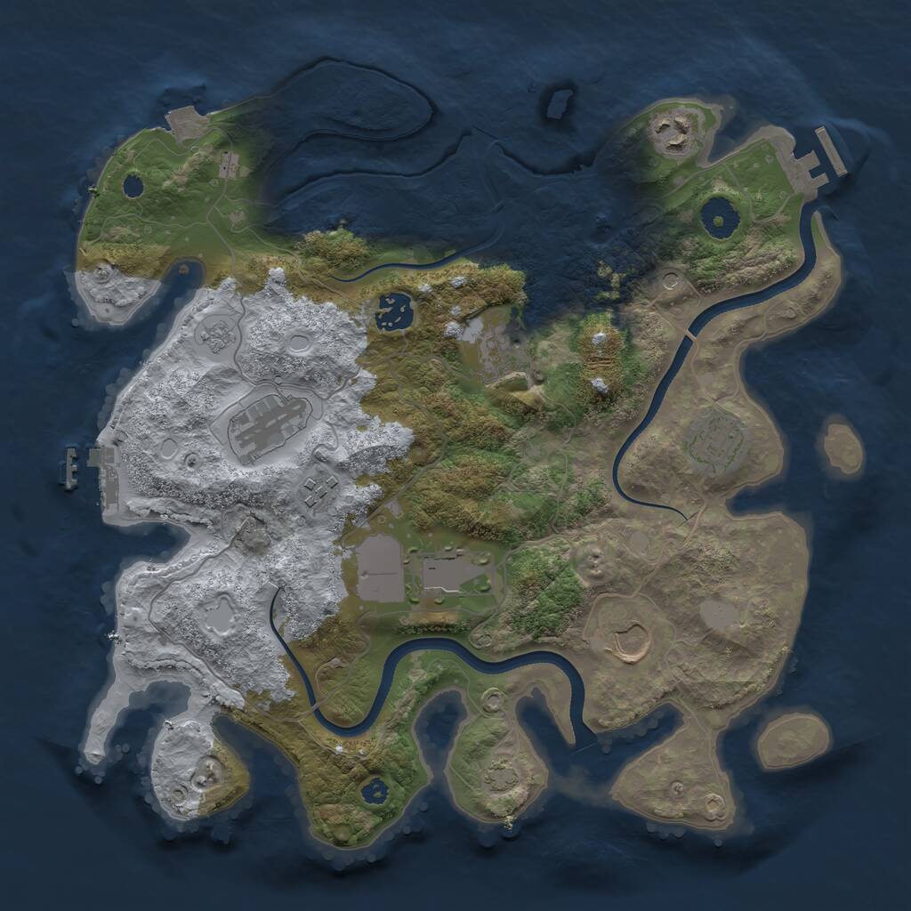 Rust Map: Procedural Map, Size: 3500, Seed: 38892849, 14 Monuments