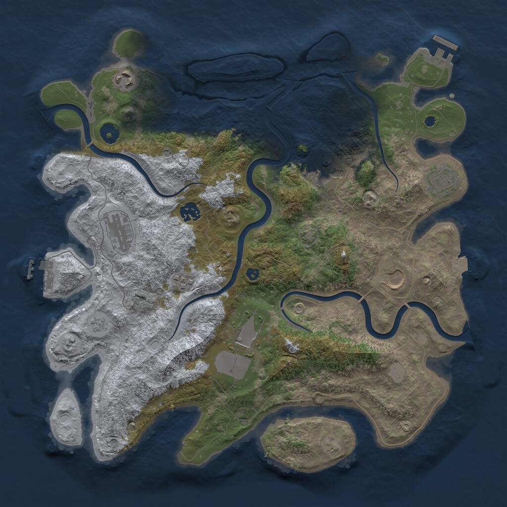 Rust Map: Procedural Map, Size: 3900, Seed: 148615, 14 Monuments