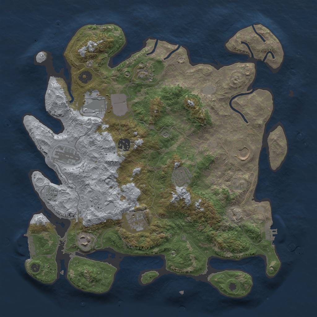 Rust Map: Procedural Map, Size: 3700, Seed: 637819, 16 Monuments