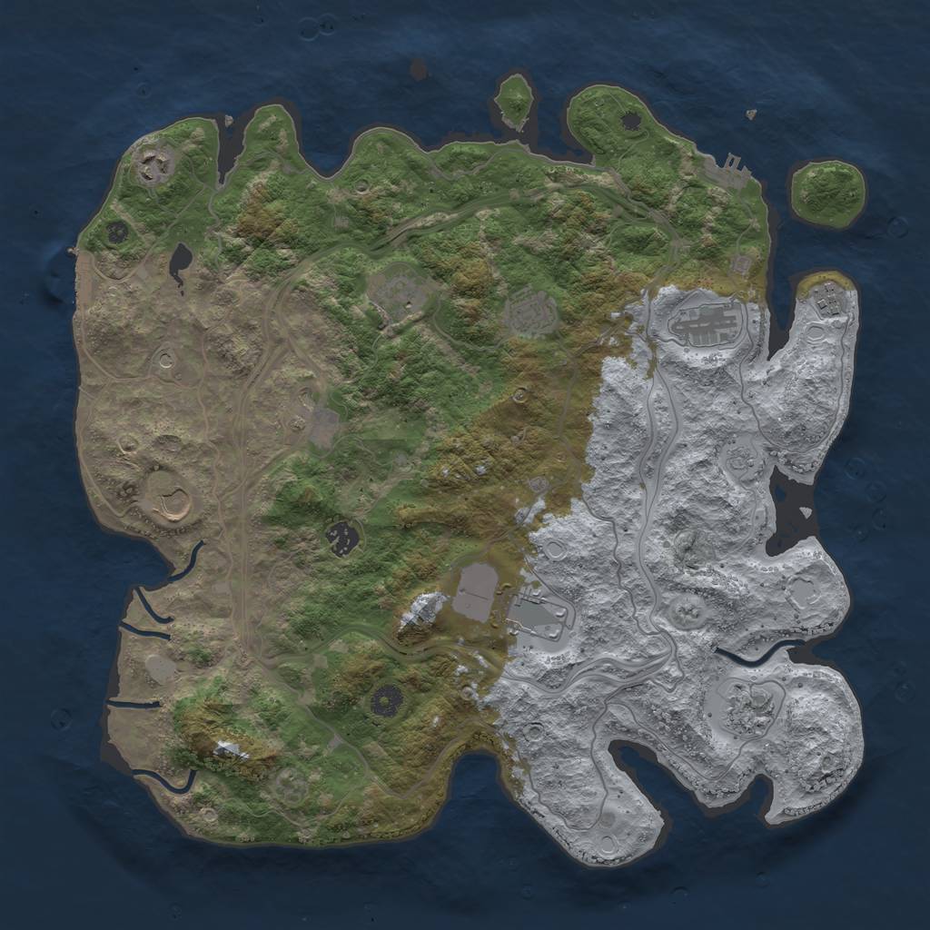 Rust Map: Procedural Map, Size: 4300, Seed: 902785413, 17 Monuments