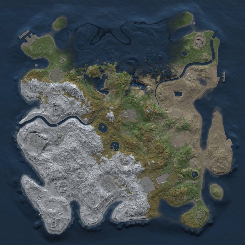 Rust Map: Procedural Map, Size: 4000, Seed: 694520, 16 Monuments