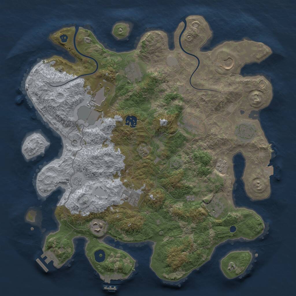 Rust Map: Procedural Map, Size: 3700, Seed: 584840, 16 Monuments