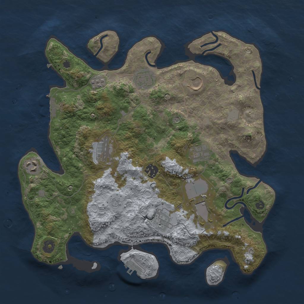 Rust Map: Procedural Map, Size: 3500, Seed: 259584, 16 Monuments
