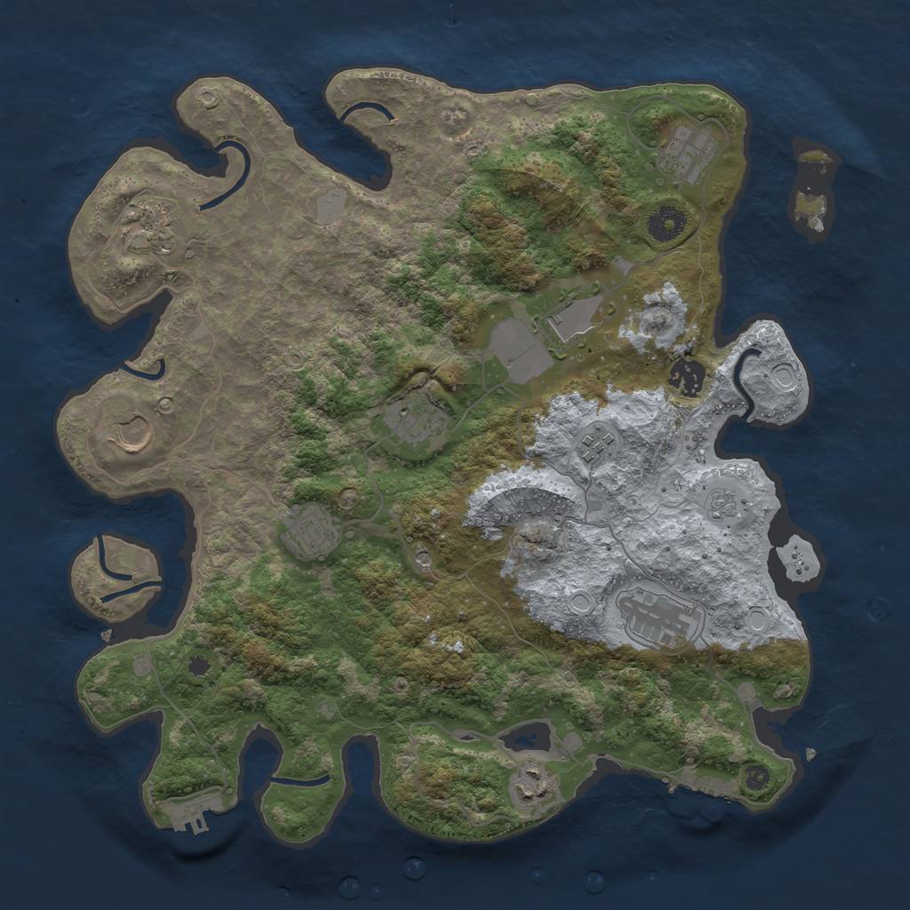 Rust Map: Procedural Map, Size: 3700, Seed: 780380, 17 Monuments