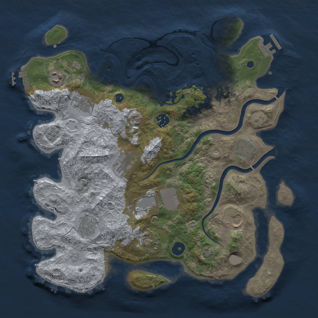 Rust Map: Procedural Map, Size: 3700, Seed: 893102, 16 Monuments