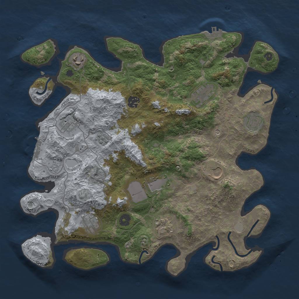 Rust Map: Procedural Map, Size: 3750, Seed: 64380617, 17 Monuments