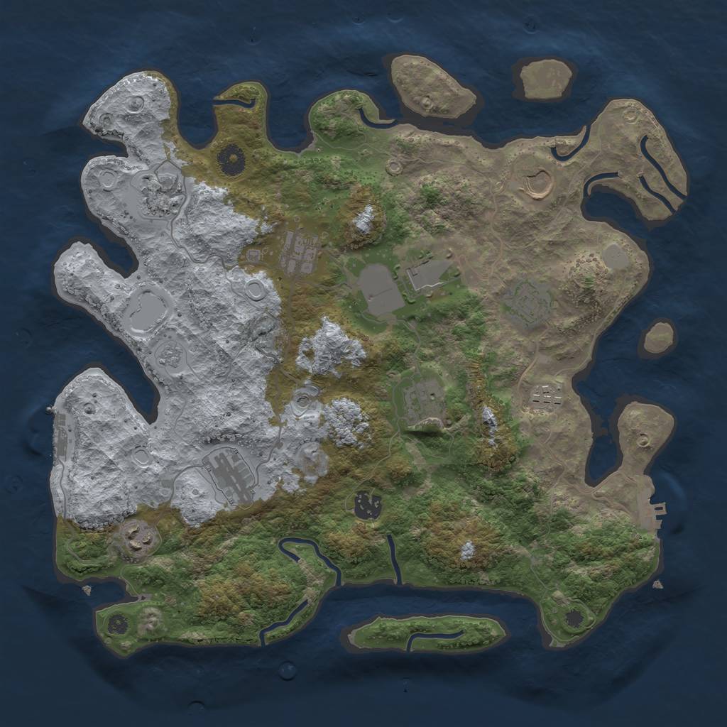 Rust Map: Procedural Map, Size: 3750, Seed: 510328841, 17 Monuments