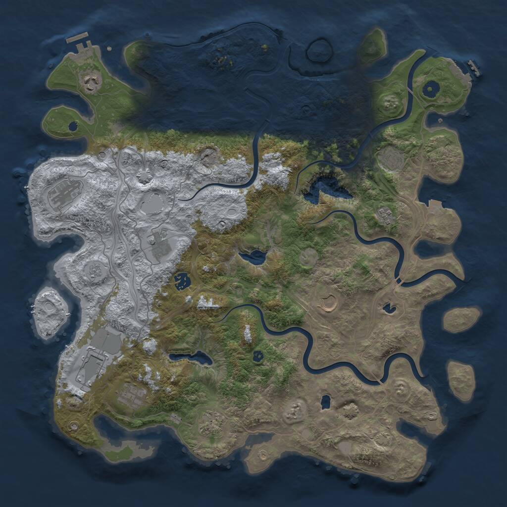 Rust Map: Procedural Map, Size: 4500, Seed: 1793949414, 16 Monuments