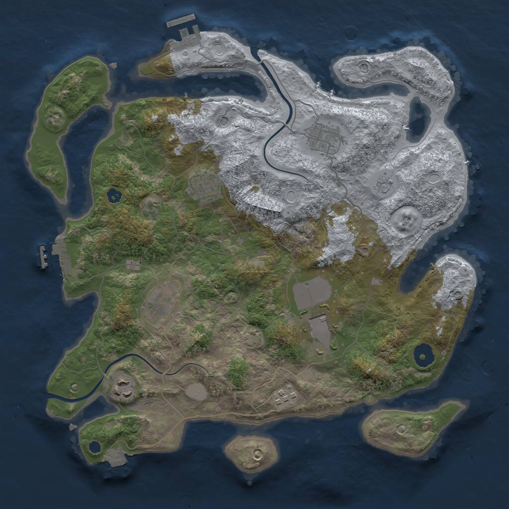 Rust Map: Procedural Map, Size: 3500, Seed: 1674470120, 12 Monuments