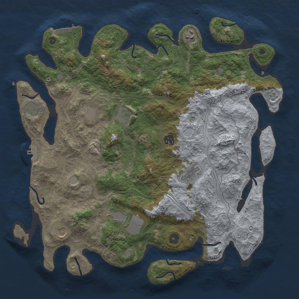 Rust Map: Procedural Map, Size: 4250, Seed: 180355, 16 Monuments
