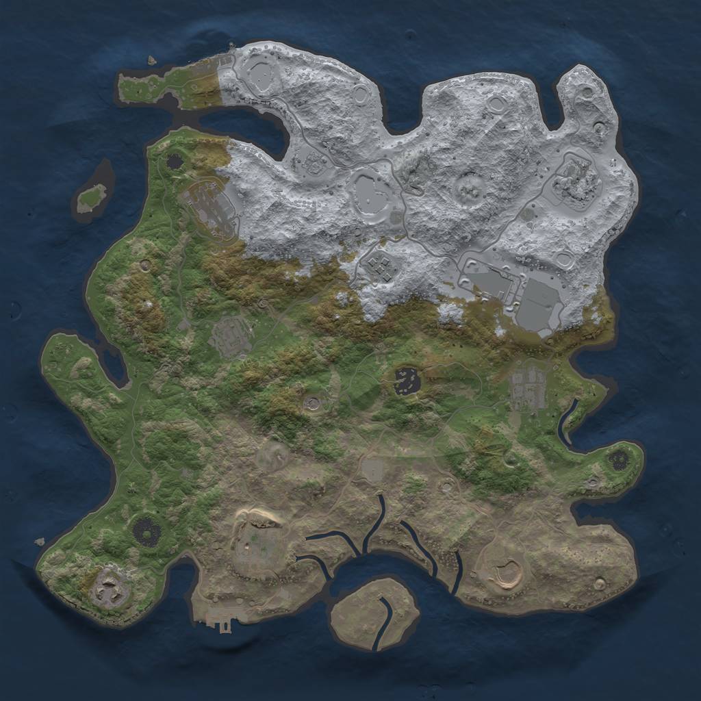 Rust Map: Procedural Map, Size: 3700, Seed: 246869, 17 Monuments