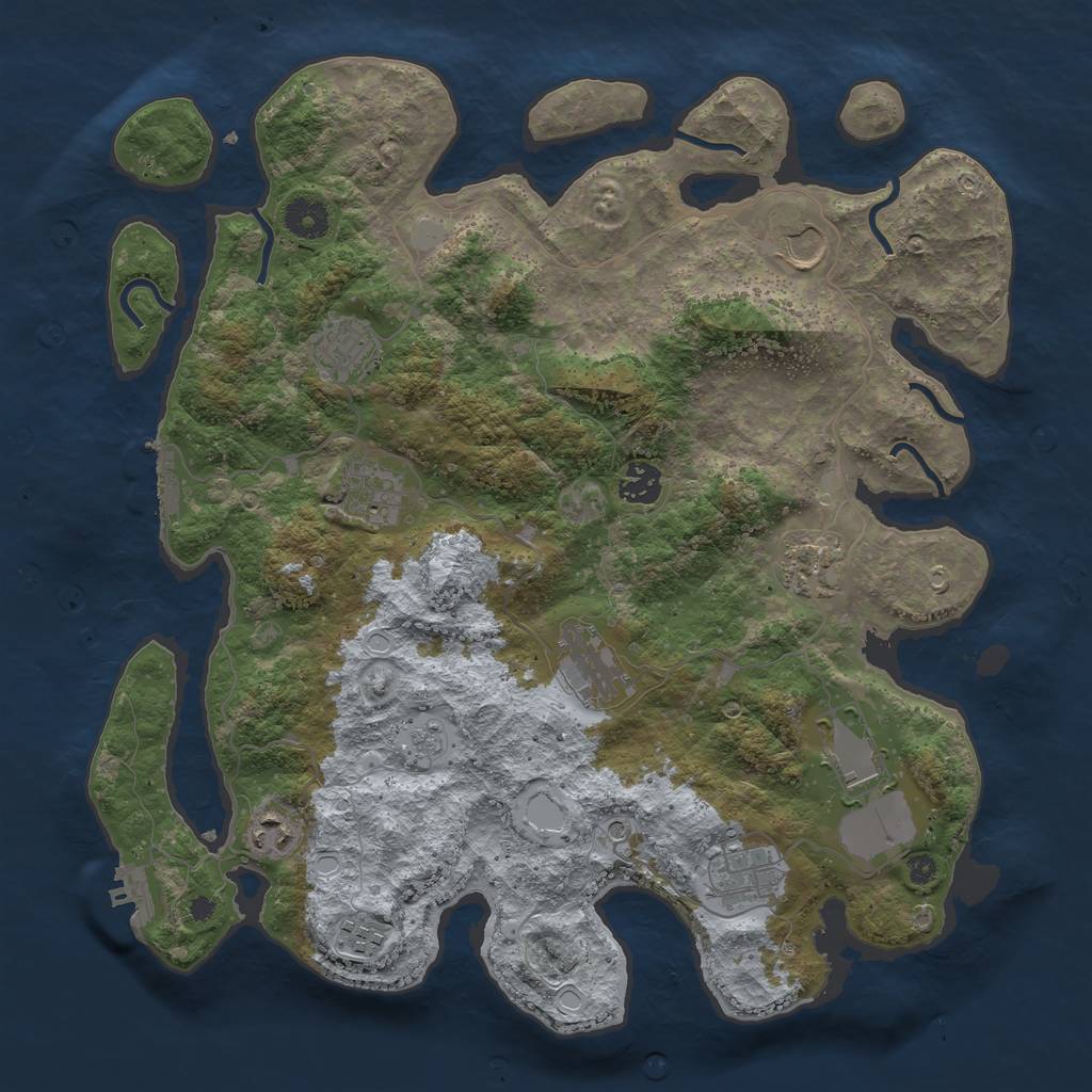 Rust Map: Procedural Map, Size: 3800, Seed: 45332, 17 Monuments