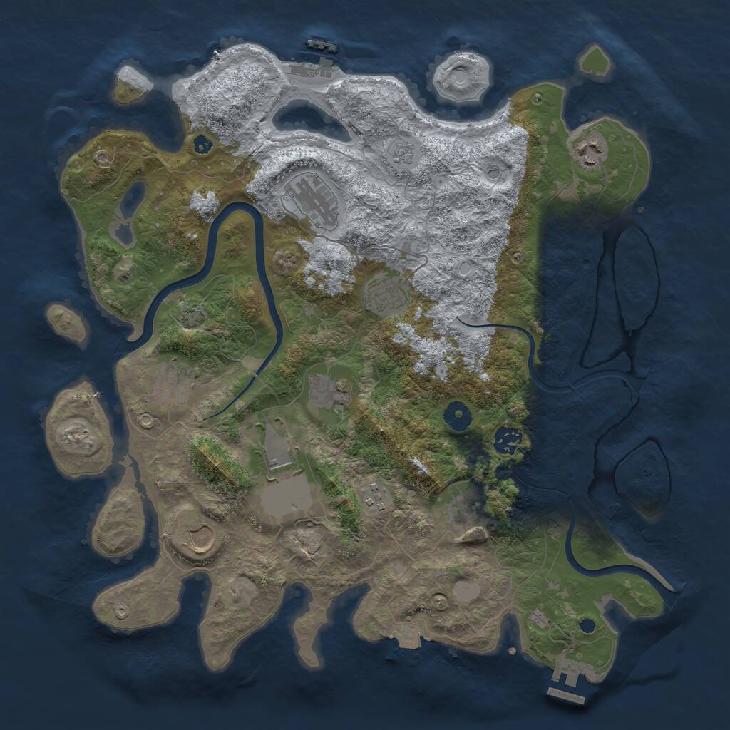 Rust Map: Procedural Map, Size: 3900, Seed: 143532, 16 Monuments