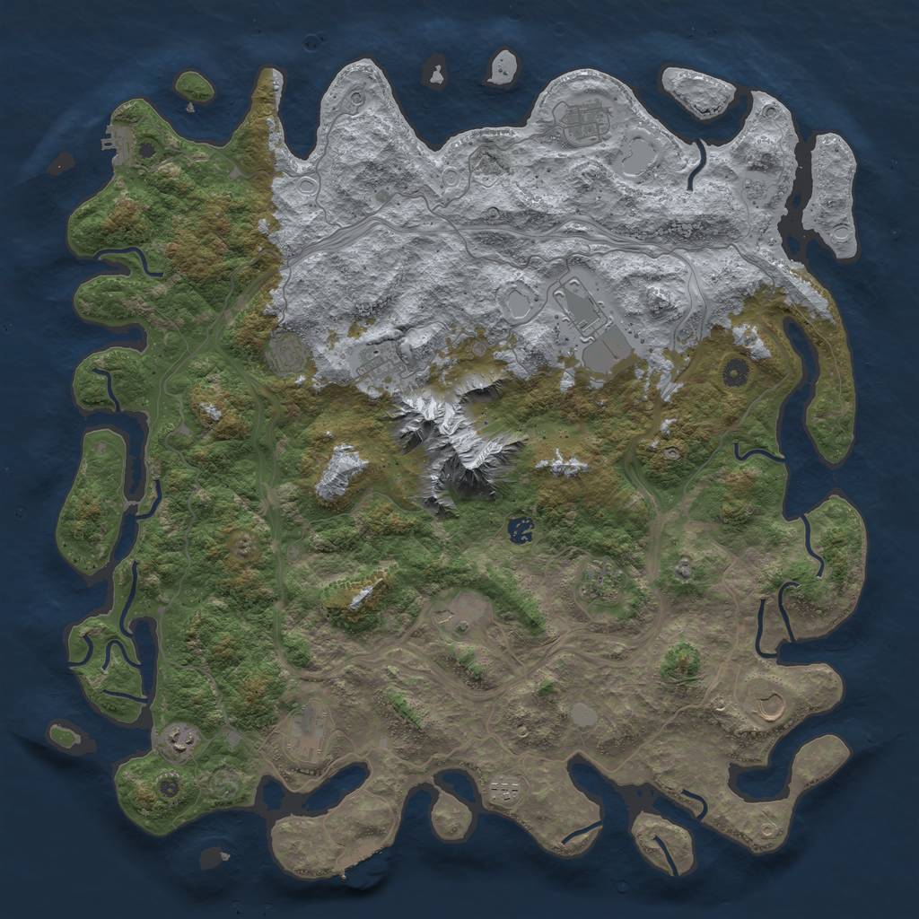 Rust Map: Procedural Map, Size: 5000, Seed: 1719651735, 18 Monuments
