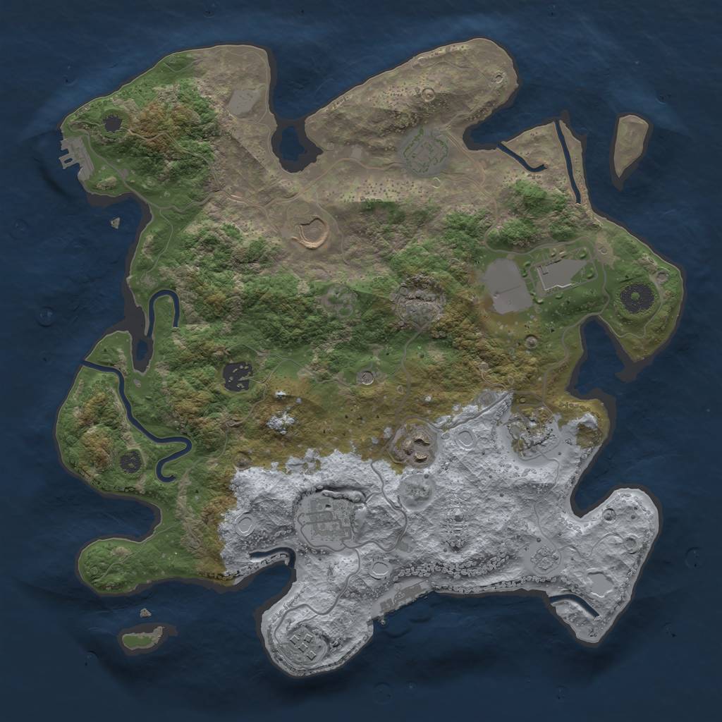 Rust Map: Procedural Map, Size: 3500, Seed: 7543709, 15 Monuments