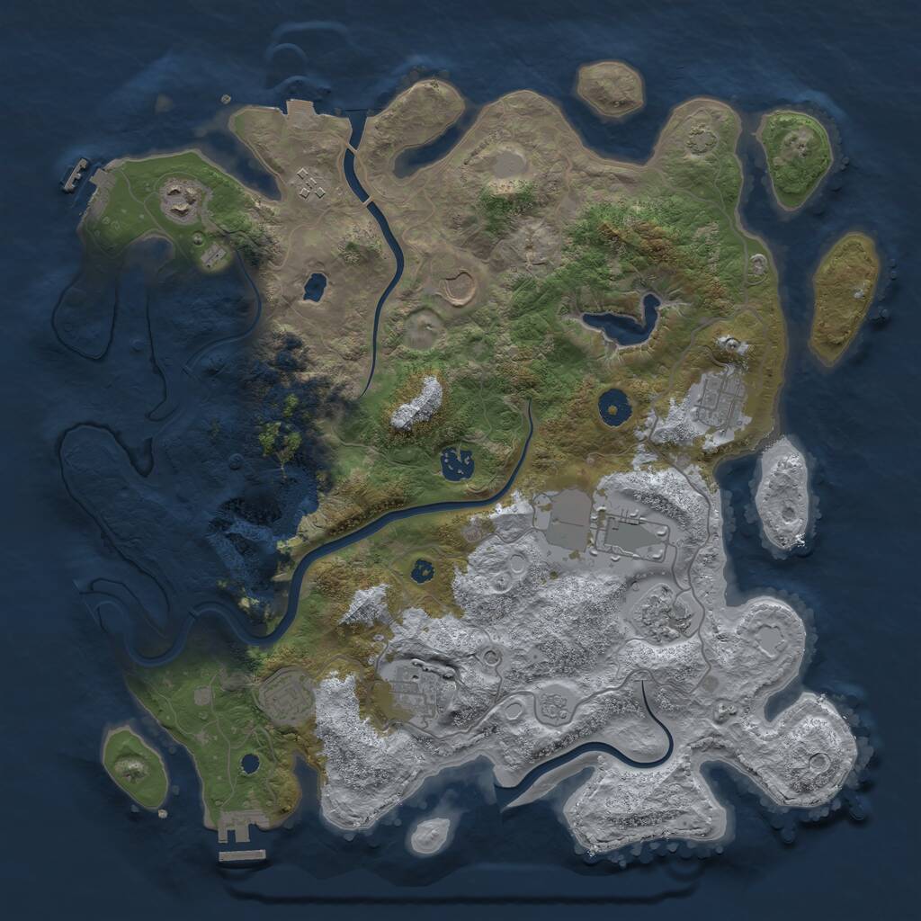 Rust Map: Procedural Map, Size: 4000, Seed: 2113304607, 15 Monuments