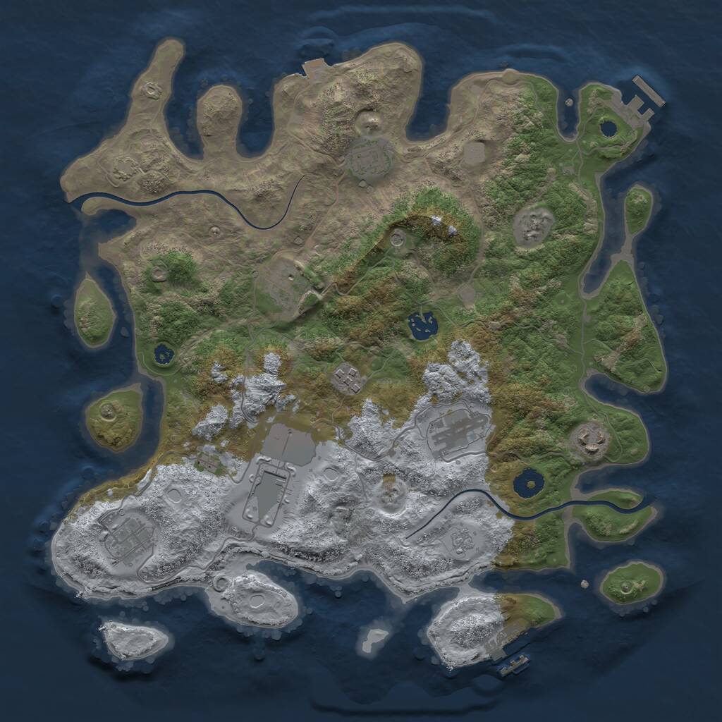 Rust Map: Procedural Map, Size: 3700, Seed: 224437, 14 Monuments