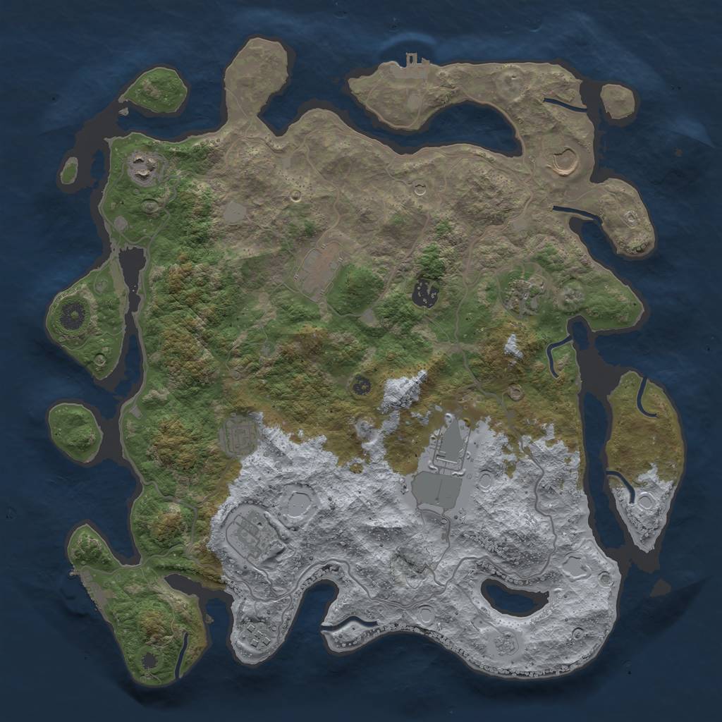Rust Map: Procedural Map, Size: 4000, Seed: 648257, 16 Monuments
