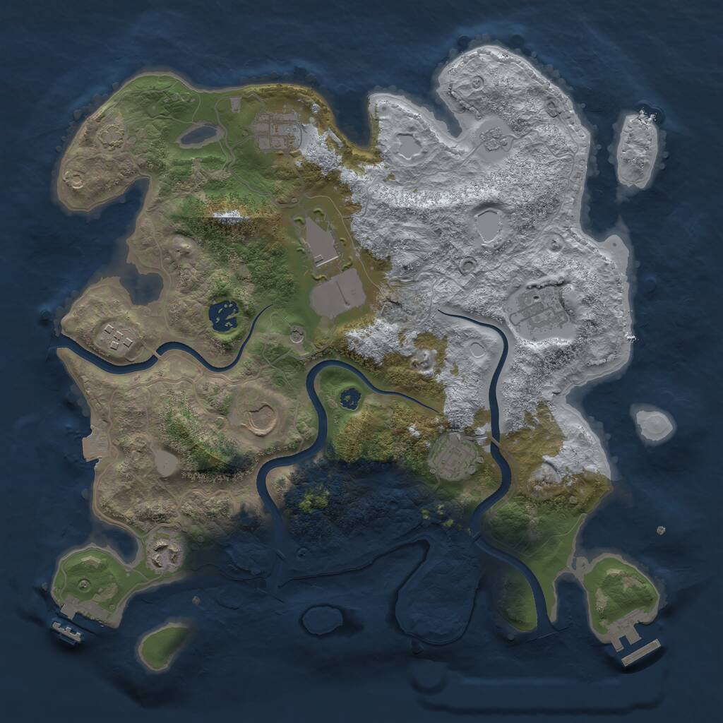 Rust Map: Procedural Map, Size: 3500, Seed: 98585224, 14 Monuments