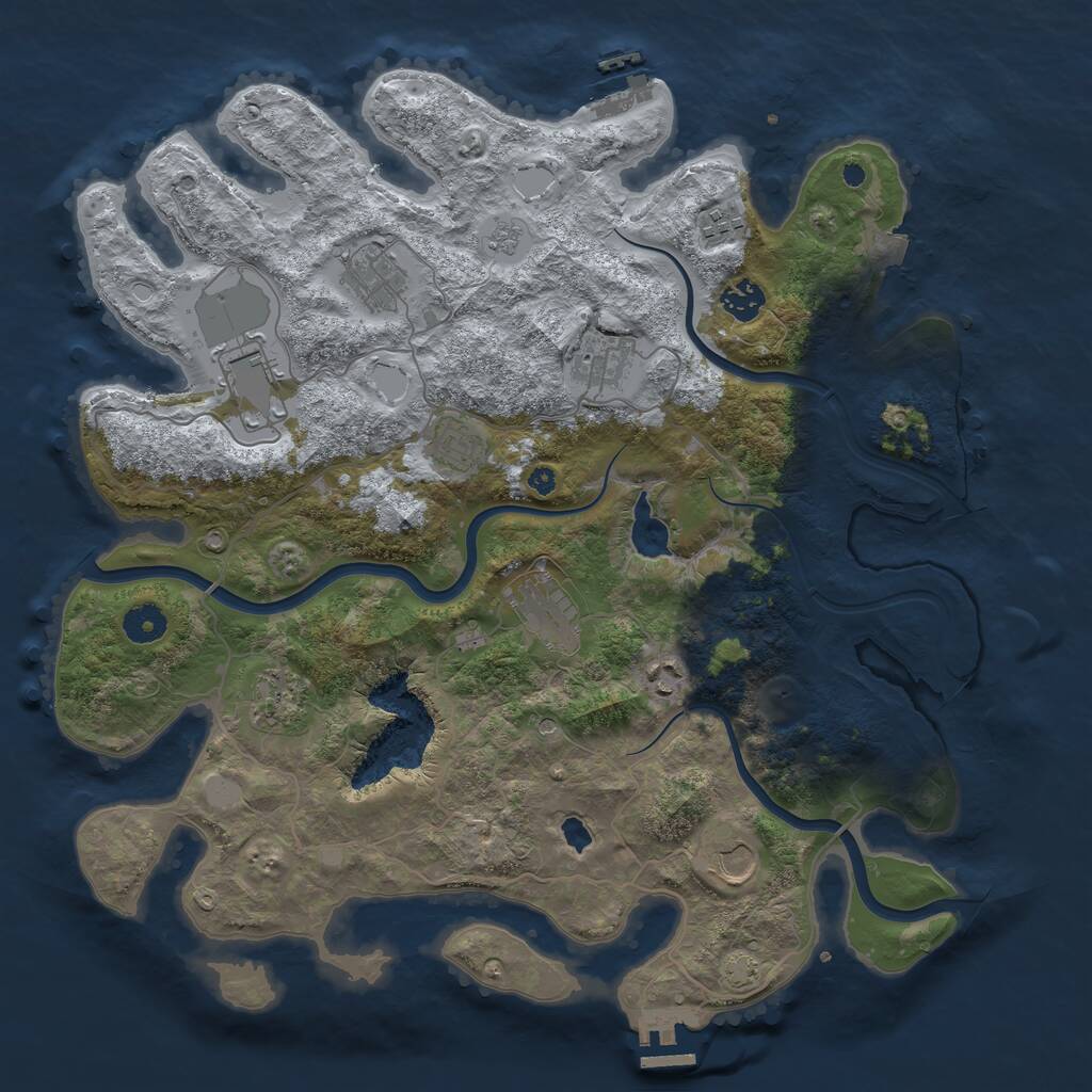 Rust Map: Procedural Map, Size: 4000, Seed: 1197, 16 Monuments