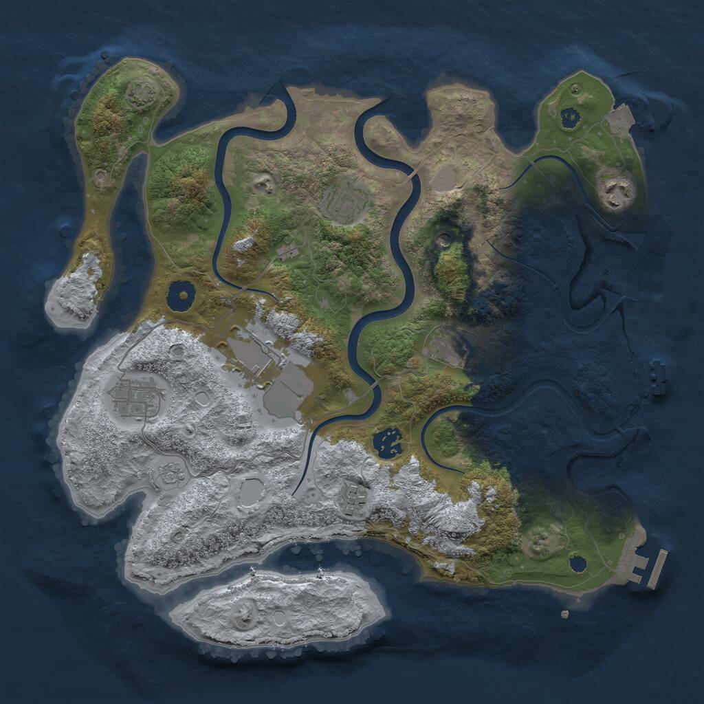 Rust Map: Procedural Map, Size: 3500, Seed: 55303426, 13 Monuments