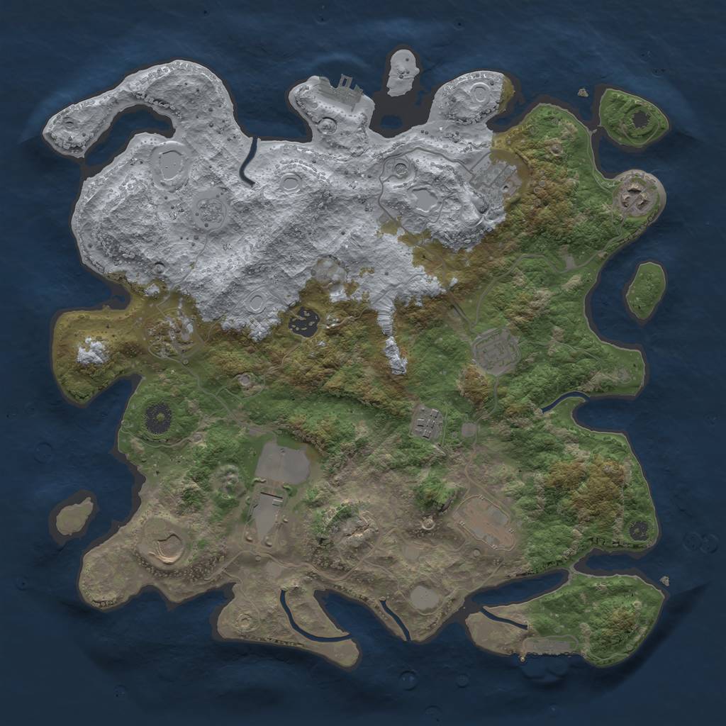 Rust Map: Procedural Map, Size: 3700, Seed: 33377, 16 Monuments