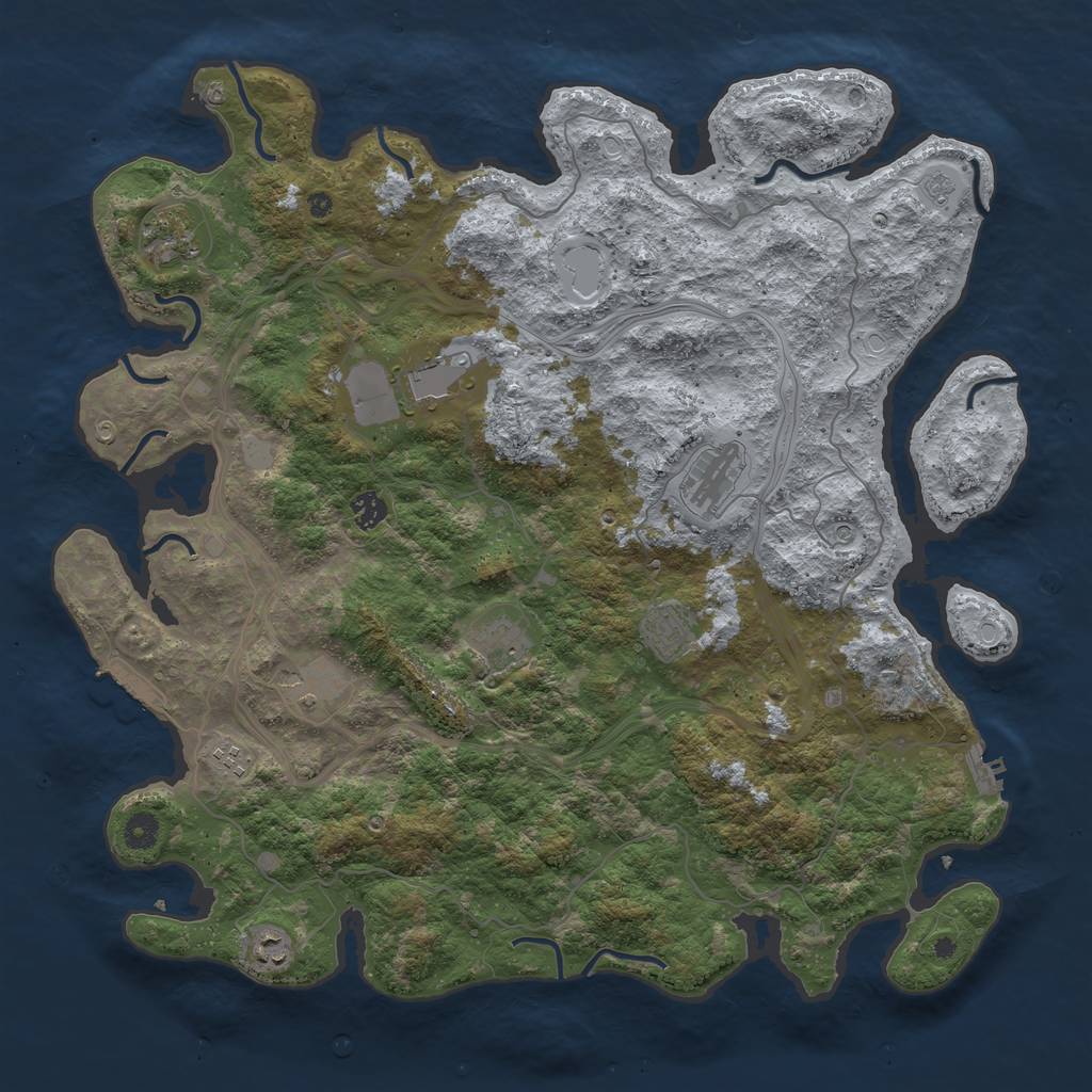 Rust Map: Procedural Map, Size: 4500, Seed: 934832, 16 Monuments