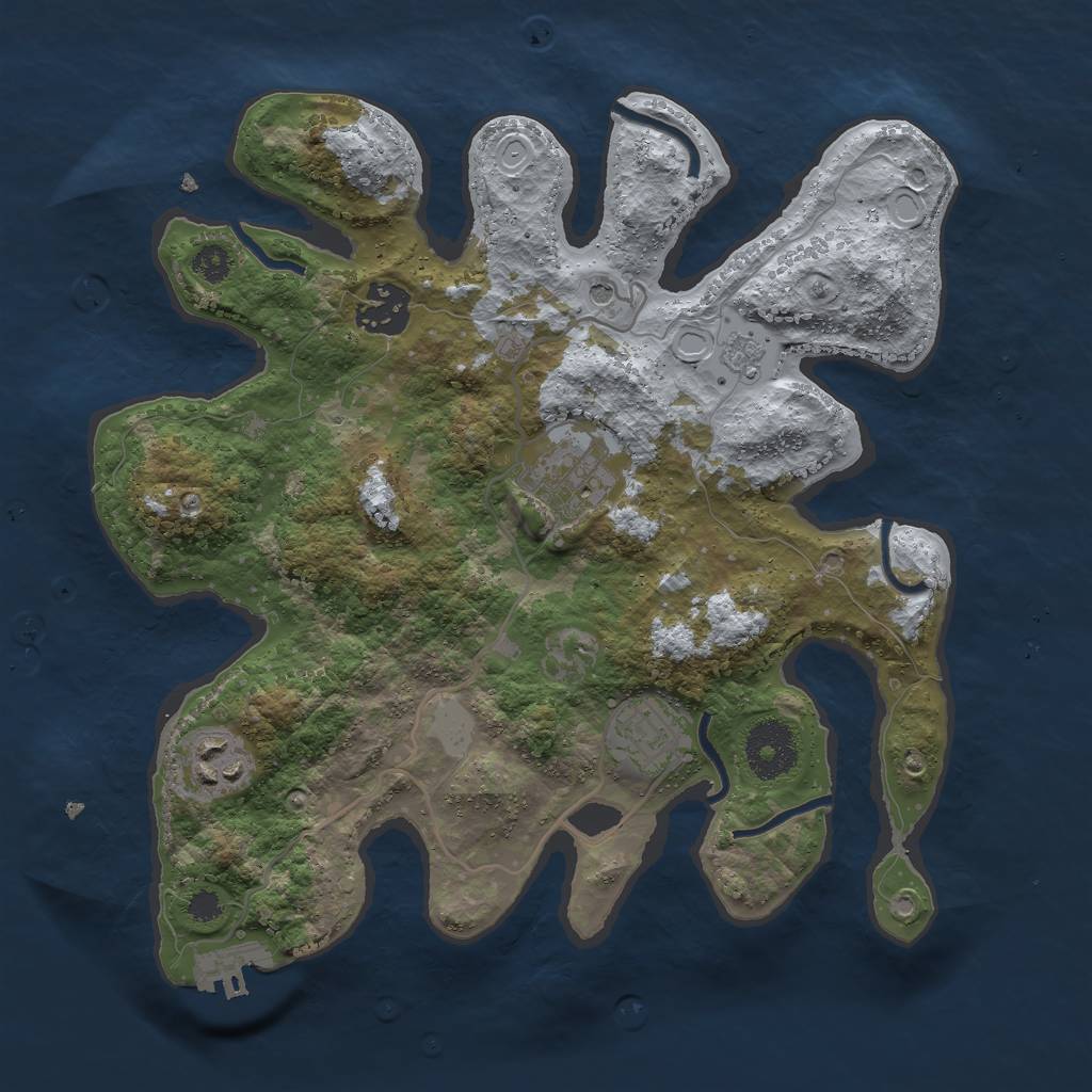 Rust Map: Procedural Map, Size: 3000, Seed: 123456780, 10 Monuments