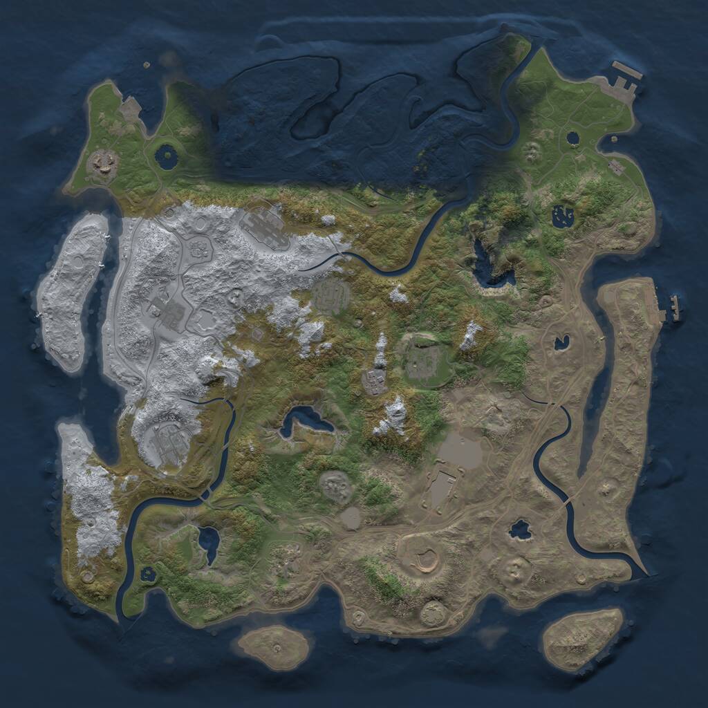 Rust Map: Procedural Map, Size: 4500, Seed: 834554102, 17 Monuments
