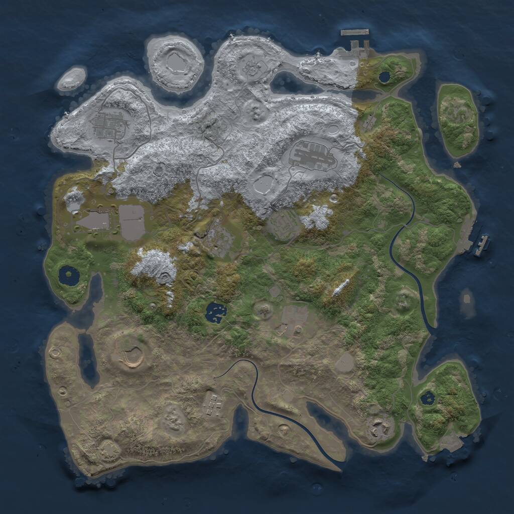 Rust Map: Procedural Map, Size: 3700, Seed: 1282603859, 15 Monuments