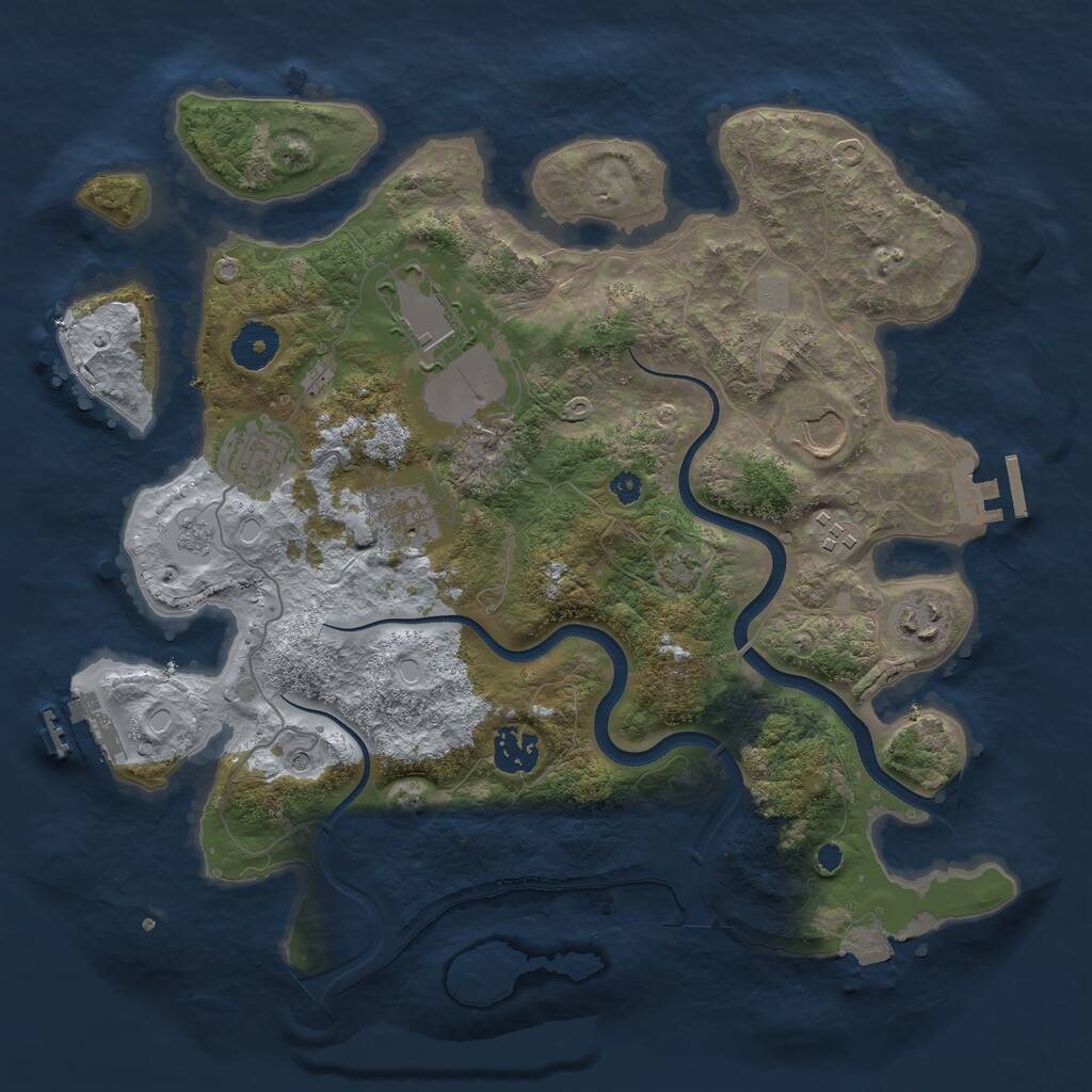 Rust Map: Procedural Map, Size: 3500, Seed: 49363076, 13 Monuments
