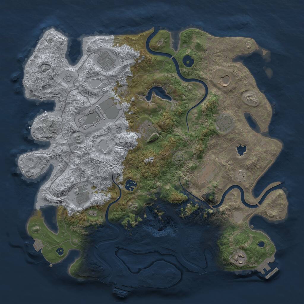 Rust Map: Procedural Map, Size: 4000, Seed: 381122, 16 Monuments