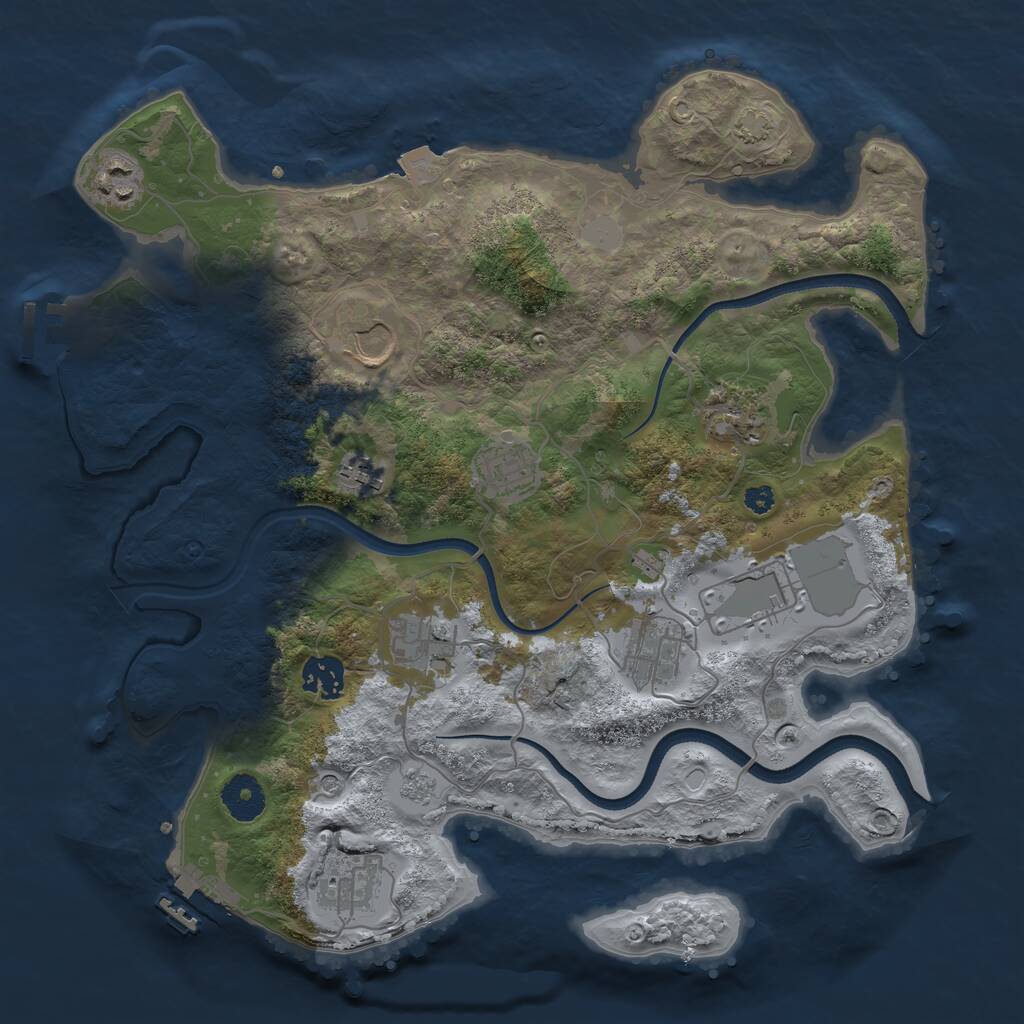 Rust Map: Procedural Map, Size: 3500, Seed: 1885841098, 16 Monuments